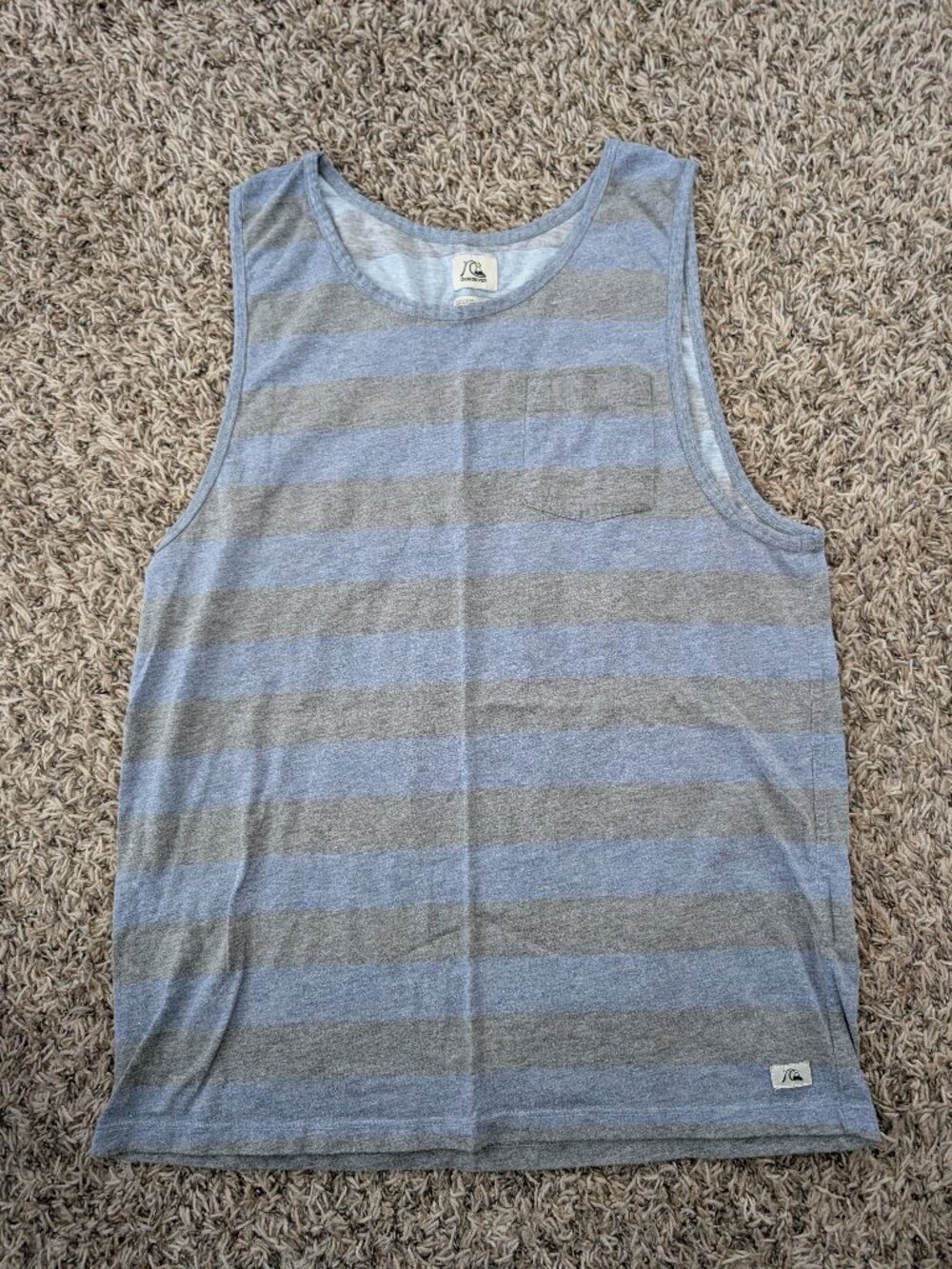 Quicksilver Men's Front Pocket Tank Top - Striped Blue - Medium